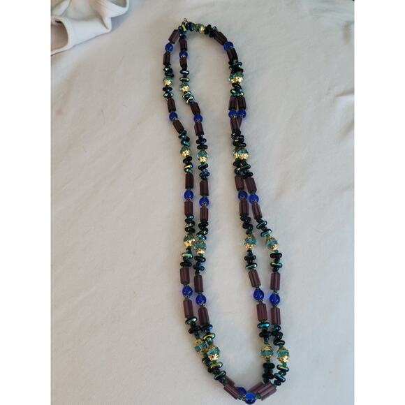 Beaded Necklace Acrylic Multi Colors 60" Long Strand - Picture 7 of 9